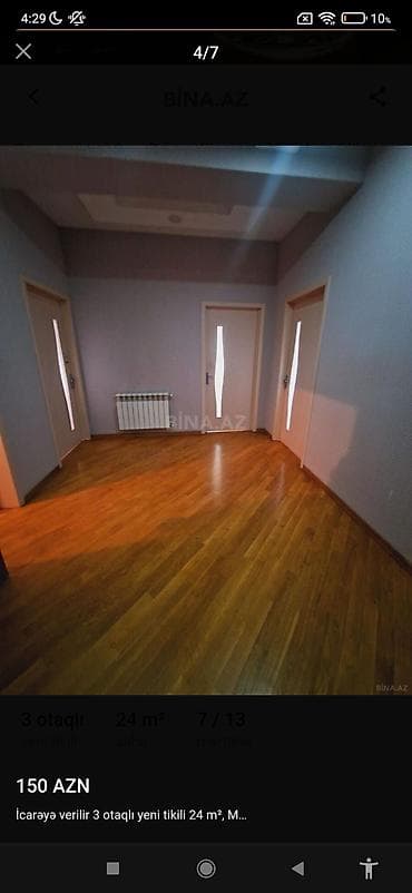 шеки: Kirayə verilir: 3 otaqlı yeni tikili mənzil - Sahə: 24 m² (elan — 7