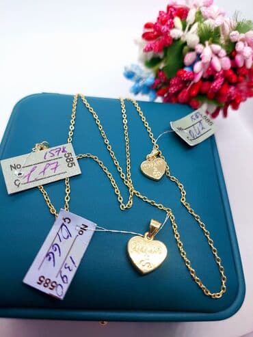 qızıl komplektler: Yeni model dəsd qızıl boyunbağı 585əyyar Türkiyə isdehsalı fabriçni — 1