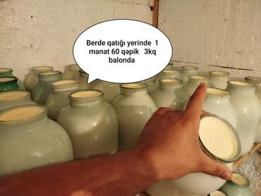 Сливки: Bərdədə hazırlanmış təbii qatıq – 3 kq-lıq şüşə balonlarda. - Süd — 1