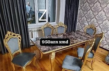 Qonaq otağı üçün, Yeni, Açılmayan, Dördbucaq masa, 6 stul — 1