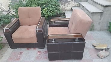 Divan və kreslo dəstləri: İşlənmiş, Mini-divan, 2 kreslo, Bazalı, Açılan — 5