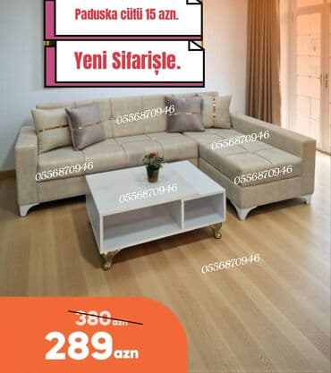 masalar ve stullar: Künc divan, Qonaq otağı üçün, Parça, Bazalı, Açılan, Kitab — 1