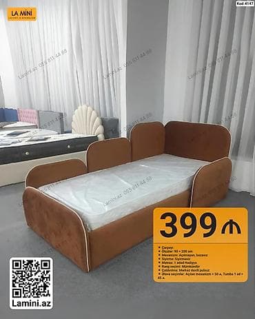 Uşaq/Gənc çarpayısı – kod: 4147 - Ölçü: 90 x 200 sm - Mexanizm — 1