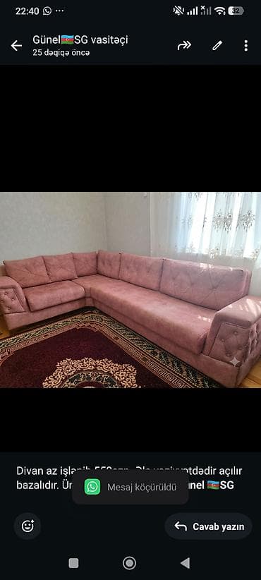 islenmis divan: Divan az işlənib 550azn. Əla vəziyyətdədir açılır bazalıdır. Ünvan — 1
