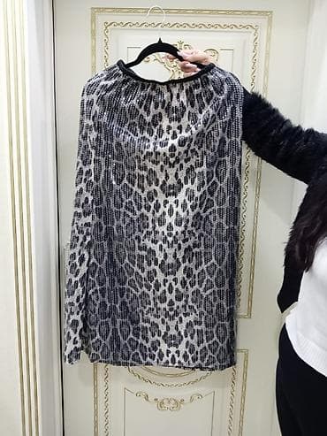 Leopard naxışlı qadın bluzası/tunika - Model: Uzunqol, sərbəst kəsim