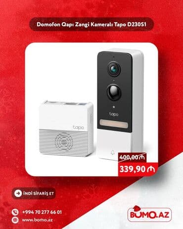🎄✨ Yeni il ENDİRİMİ! ✨🎄 🔥 Domofon Qapı Zəngi Kameralı TP-Link Tapo