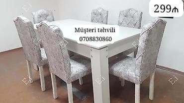 Masa–stul dəsti - 6 nəfərlik komplekt: 1 düzbucaqlı masa + 6 ədəd — 1