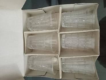 rəsim seti: Stəkanlar, Şüşə, 6 ədədli dəst, SSRİ — 2