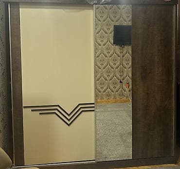 seyf qapi islenmis: Sürgülü qapılı şkaf - Material: ağac teksturalı tünd qəhvəyi korpus — 1