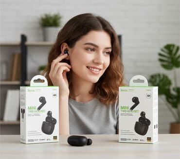 dovşan qulaqlı papaq: Hoco EW201 simsiz qulaqcıq. 4 saata qədər iş vaxtı musiqi və ya — 1