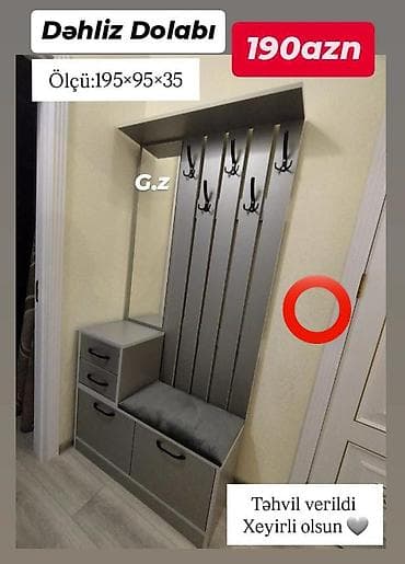 Dəhliz dolabı – praktik və kompakt dizayn. Ölçü: 195×95×35 sm