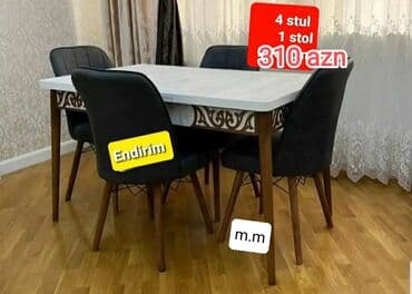 купить живую елку в баку: Для гостиной, Новый, Нераскладной, Прямоугольный стол, 4 стула — 6