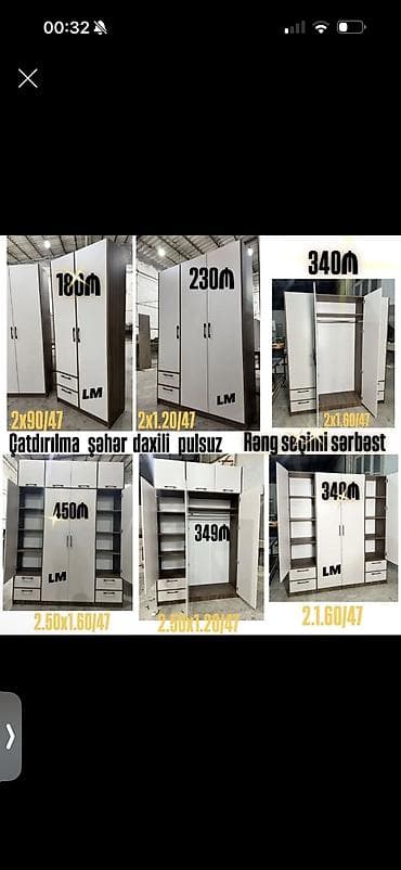perla dolab: Geniş seçimli qarderob şkafları - Modellər və ölçülər: - 2 qapı + 2 — 1