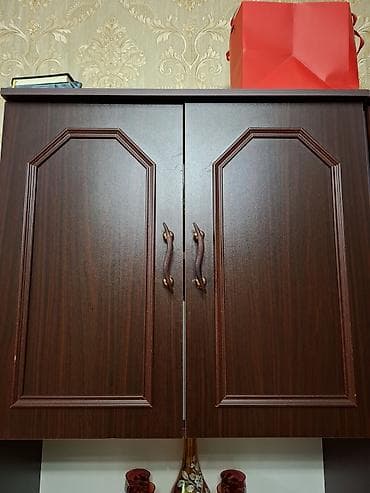 bufet: Mebel dəsti – vitrinli-qab dolabı - Material: ağac teksturalı — 2