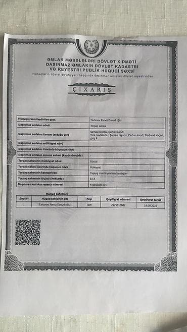 sixovda torpaq satilir: 12 sot, Tikinti, Kupça (Çıxarış) — 6