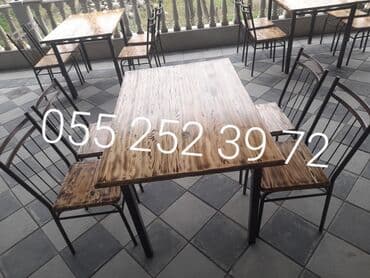 stol və stul dəstləri: Yeni, Dördbucaq masa, 4 stul, Açılmayan, Stullar ilə, Taxta, Azərbaycan — 1