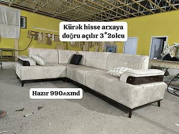 taxt dəsti 50 m: Künc divan dəsti - Ölçü: 3 x 2 m - Arxa kürək hissəsi arxaya doğru — 1
