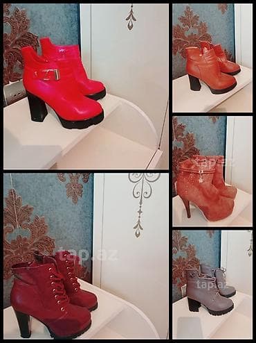 Çəkmələr: Qısaboğaz, rəng - Qırmızı, İşlənmiş — 1