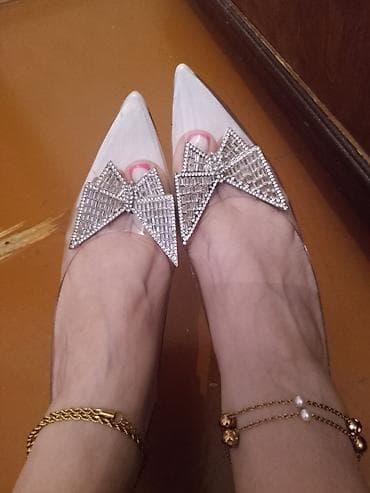 Çəkmələr: Şəffaf bantlı qadın tuflisi - Rəng: ağ + şəffaf - Üst hissə: şəffaf — 5