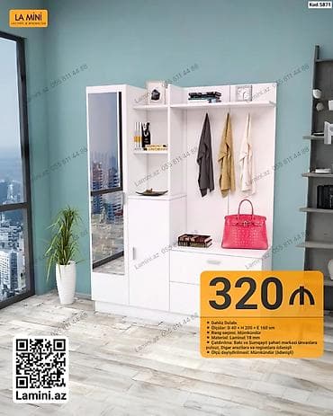 Dəhliz Dolabı – La Mini model (Kod: 5871) - Ölçülər: D 40 x H 200 x E — 1
