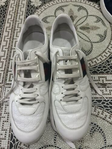 белые новые кеды: Məhsul: Gucci kişi krossovkası - Model: Klassik Gucci zolaqlı dərili — 6