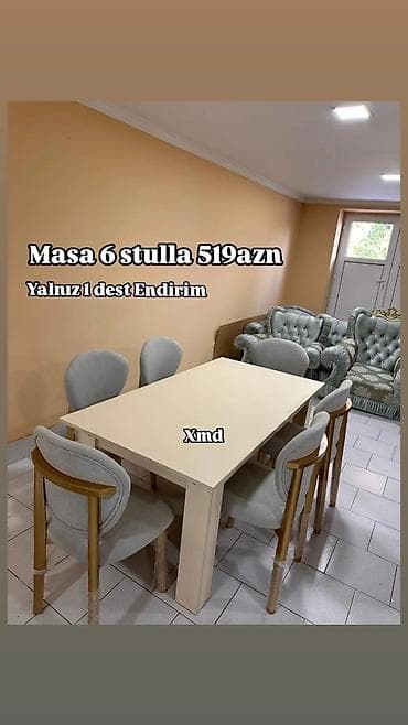 tabletka stul: Mətbəx/qonaq otağı üçün masa və 6 stul dəstləri Variantlar: - Sadə — 1