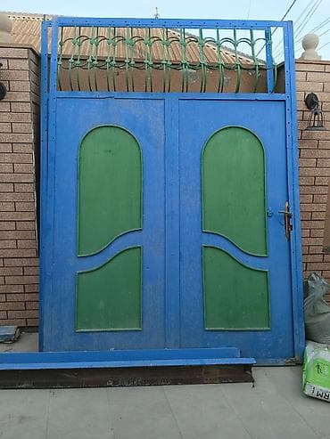 demir meheccer: Dəmir Həyət darvazası, Yana açılan, Mexaniki, Şəbəkə ilə, rəng - Mavi, Kredit yoxdur — 1