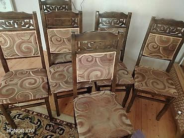 komputer stol: Klassik yemək otağı dəsti – masa və 6 ədəd stul - Material: massiv — 1