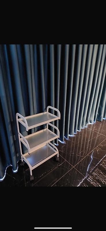 vitrin mebel: - 3 mərtəbəli mobil servis rəfi - Rəng: ağ - Material: metal — 1