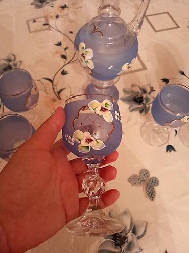 qedimi qab: Qədəhlər, rəng - Mavi, Şüşə, 6 ədədli dəst — 2