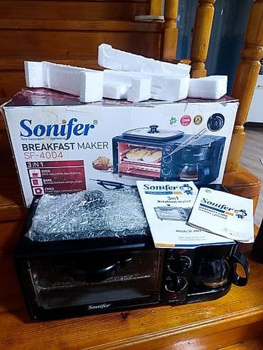 Sonifer SF-4004 3‑in‑1 Breakfast Maker Funksiyalar: - Mini soba — 2