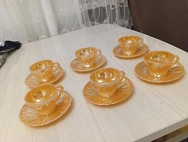 caydan: Çay dəsti, rəng - Narıncı, Şüşə, 6 nəfərlik, Almaniya — 9