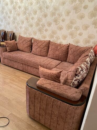 диван и 2 кресла: Угловой диван, Нераскладной, Без подьемного механизма, Велюровая ткань, Нет доставки — 2