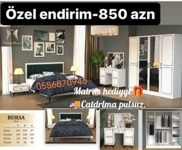 stul dəsti: İkinəfərlik çarpayı, Termo, Dolab, 2 tumba, Azərbaycan, Yeni — 8