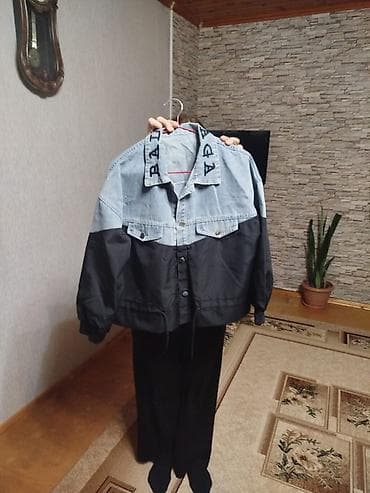 İki materialdan kombin denim qara gödəkçə - Model: qatlı dizaynlı