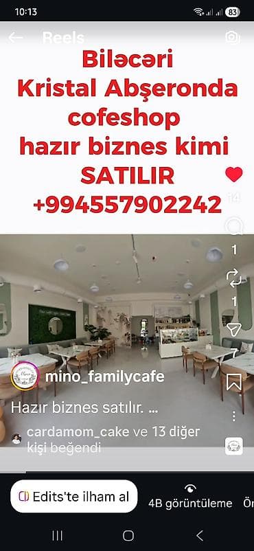 restoran: Hazır coffechop biznesi satilir– Biləcəri, Kristal Abşeronda - Tam — 3