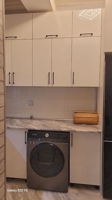 paltar dolab: Mətbəx mebeli dəsti – müasir L formalı dizayn - Rəng: ağ fasadlar — 3