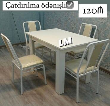 metbex mebileri: Для кухни, Новый, Нераскладной, Прямоугольный стол, 4 стула — 1