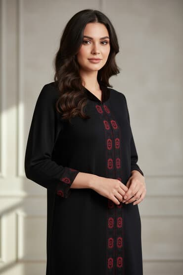 qadın ucun donlar: Elan aktivdi Qara rəngli yun qadın paltarı - Dizayn: Ön hissədə dikey — 3