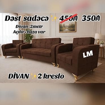 divani: Yeni, Divan, 2 kreslo, Divan, Bazalı, Açılan — 2