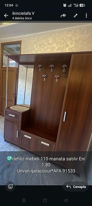 ✅dehliz mebeli 110 manata satılır Eni 1.80
Unvan qaracuxur*AFA 91533 lalafo.az -da ✅dehliz mebeli 110 manata satılır Eni 1.80
Unvan qaracuxur*AFA 91533