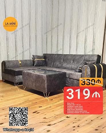 kompüter masa: Künc divan, Açılan, Bazalı, Vеlur parça, Şəhərdaxili pulsuz çatdırılma — 1