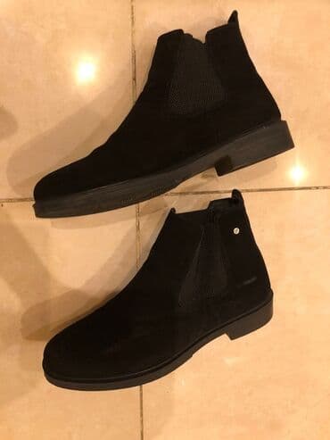 замшевые мужские ботинки: Məhsul: Qara rəngli kişi botları (Chelsea üslubu) - Material: Yumşaq — 6
