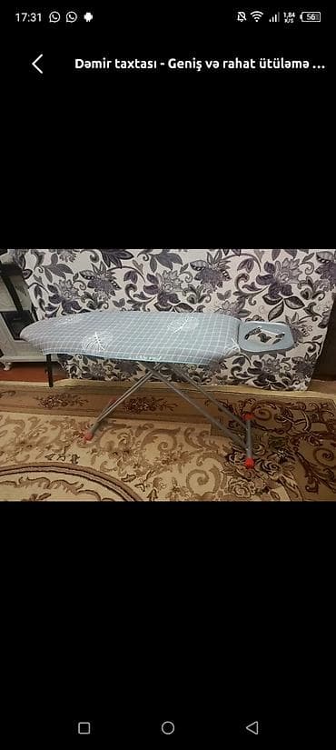 Dəmir taxtası – geniş və rahat ütüləmə üçün nəzərdə tutulub. Stabil