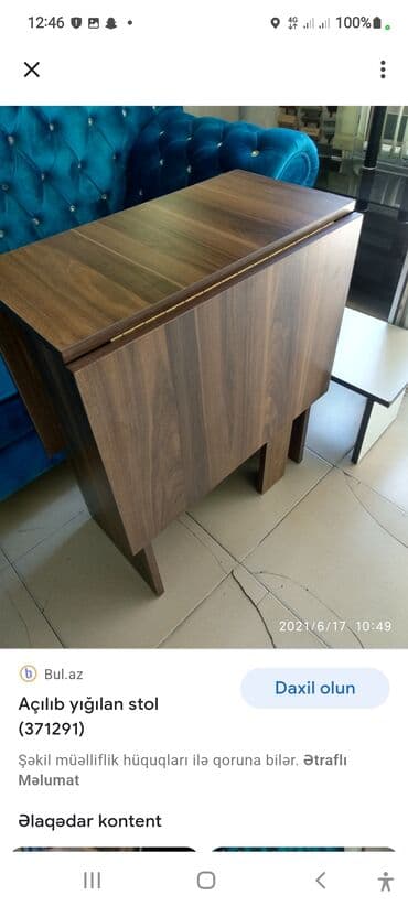 Masa və oturacaq dəstləri: Qonaq otağı üçün, Yeni, Açılan, Dördbucaq masa, 4 stul — 20