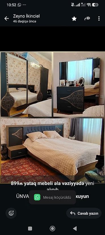 masazirda satilan evler type 1: *899₼ yataq mebeli əla vəziyyədə* yeni alınıb ÜNVAN:-masazır 6899 — 1
