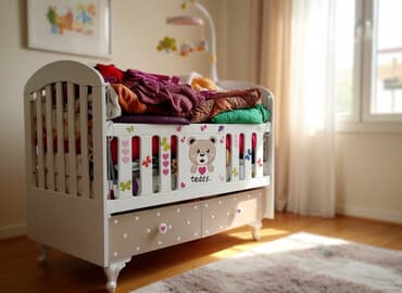 yeni doğulmuş uşaq ucun hədiyyə: Oğlan və qız üçün, Yeni, Beşik, Matrassız, Yellənmə mexanizm ilə — 1