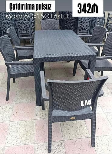 kohnə stul: Yeni Plastik masa dəsti📌 Türk istehsalı masa+6STUL 📌 Qiymət: 342₼ — 1