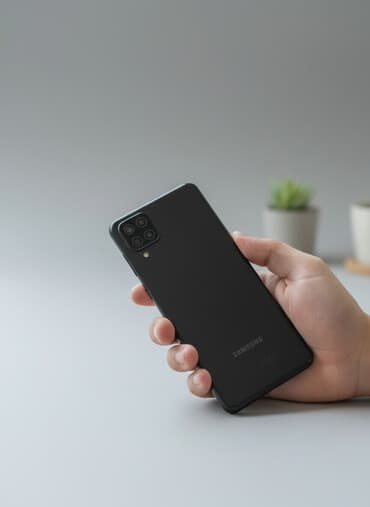 телефон fly ds113: Samsung Galaxy A12, 32 ГБ, цвет - Черный, Отпечаток пальца, Face ID — 1