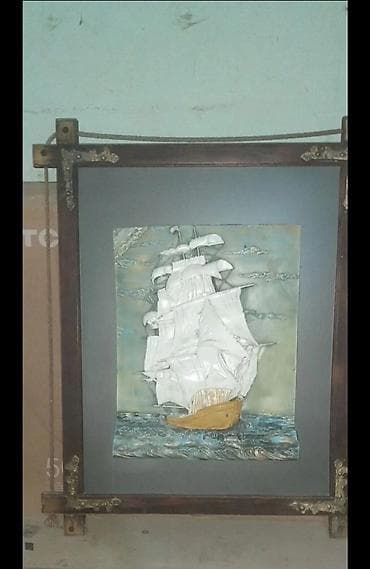 Divar üçün dekorativ 3D tablo – yelkənli gəmi - Süjet: dəniz üzərində